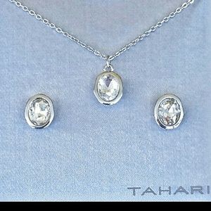 Tahari crystal necklace and earrings set